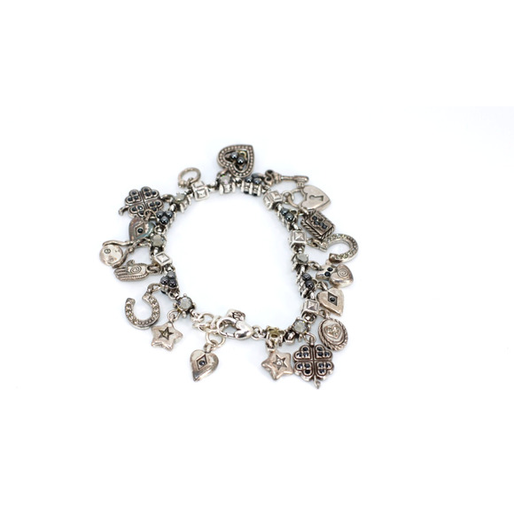 A5 Auth BRIGHTON Survivor Silver Statement Chunky Chain Love Heal Charm Bracelet - Picture 3 of 6